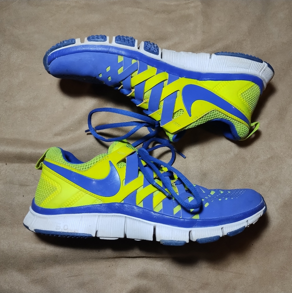 Nike Woven Yellow & Blue Free Trainer Sneakers Size 8